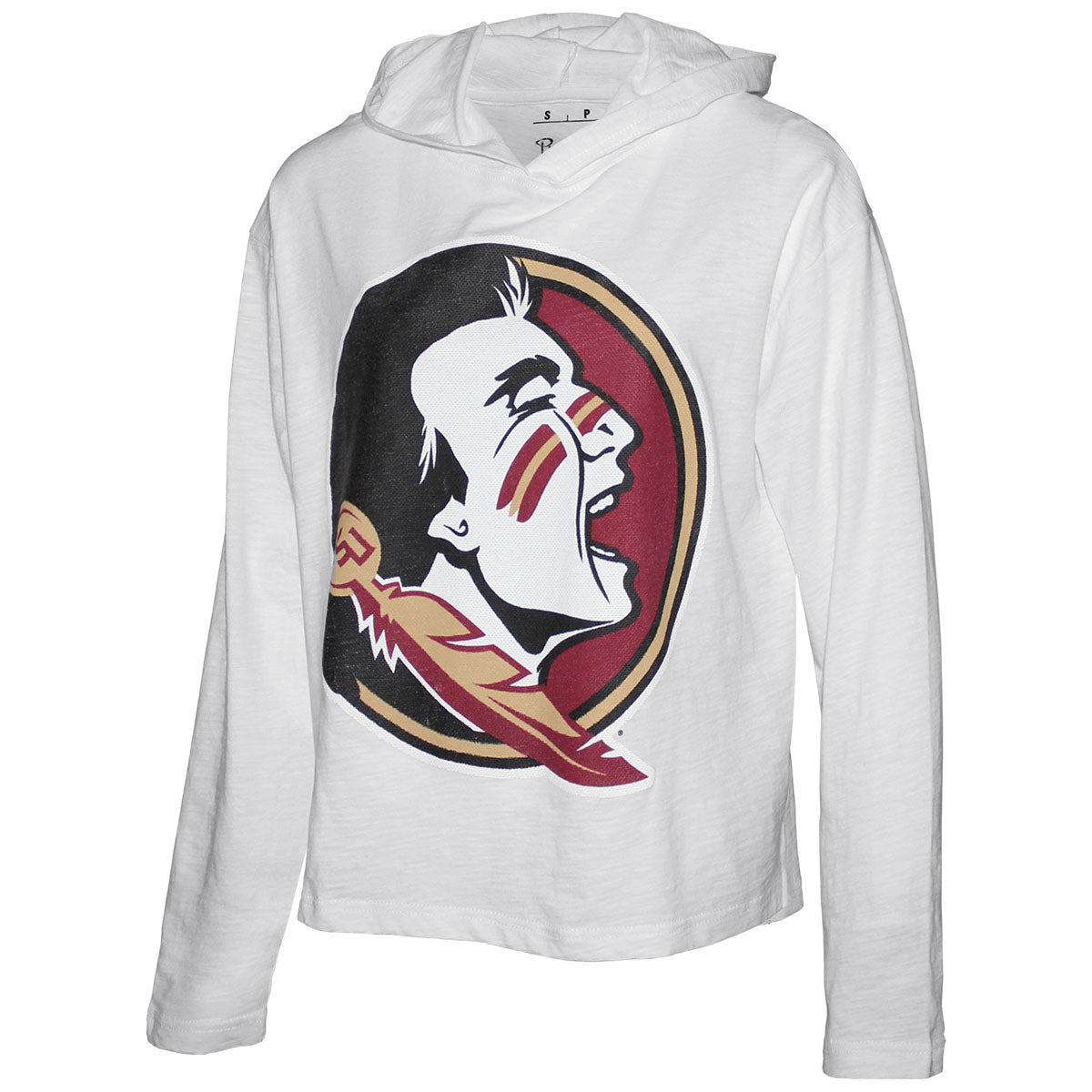 Pressbox Women's Seminole Logo Oversized Long Sleeve Hooded Top - White