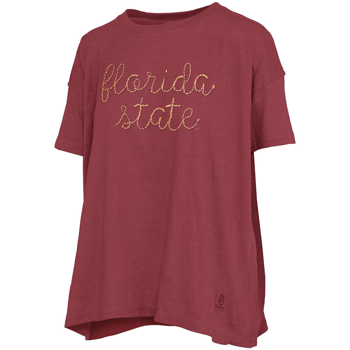 Pressbox Women's Florida State Yarn Script Short Sleeve Oversized Top - Garnet