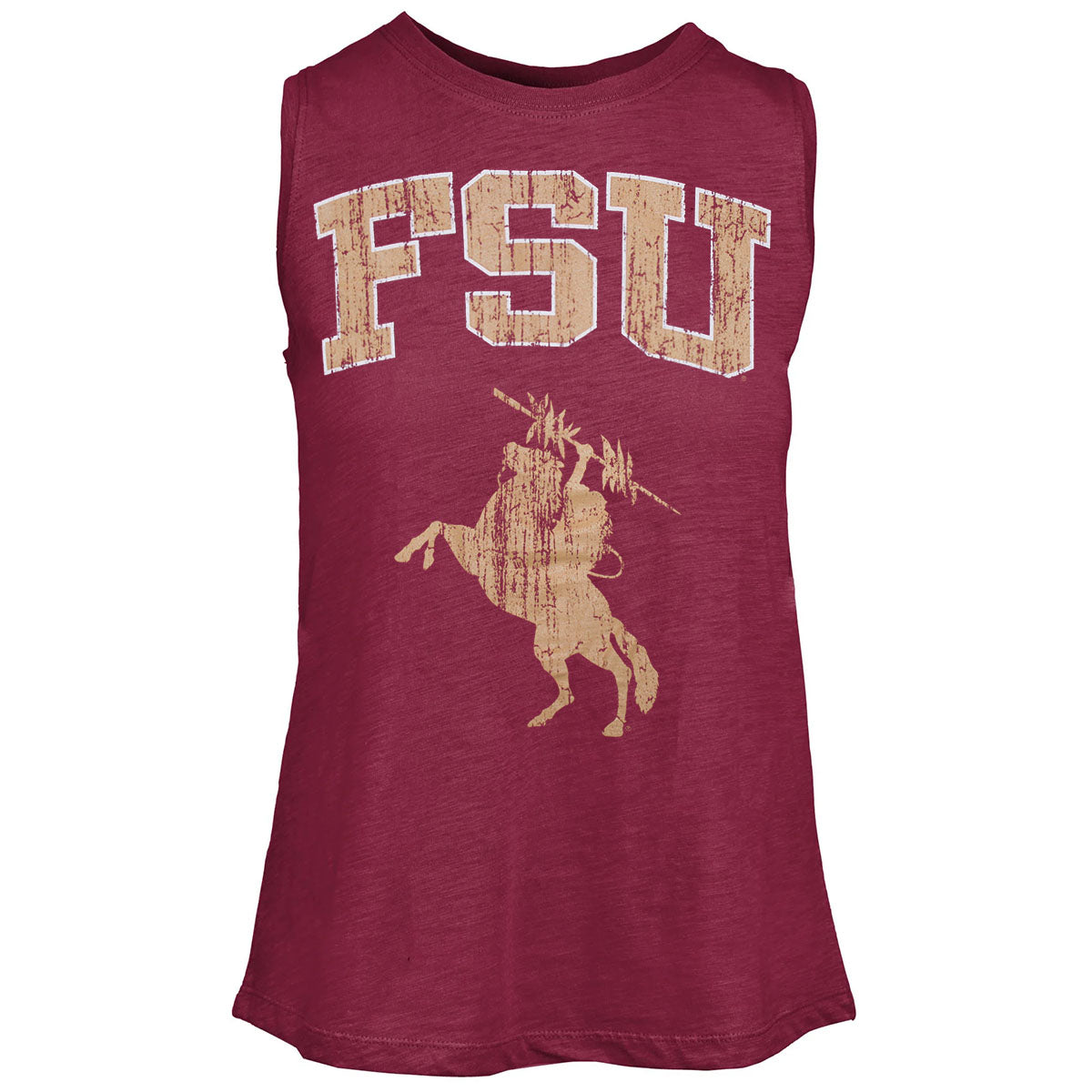 Pressbox Women's FSU Unconquered Silhouette Hi-Lo Slub Tank - Garnet