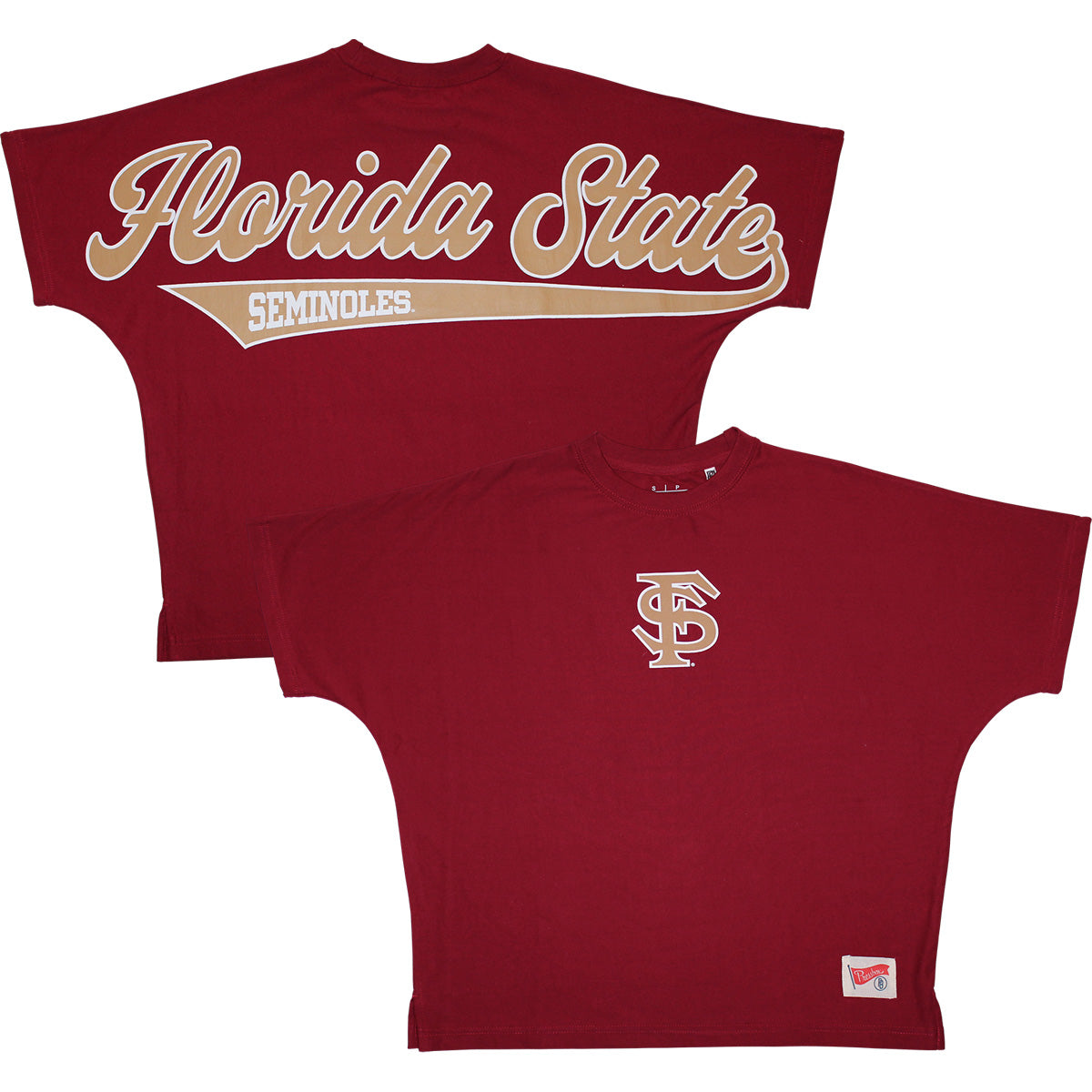 Pressbox Women's Interlocking FS/Florida State Seminoles Short Sleeve Oversized Top - Garnet