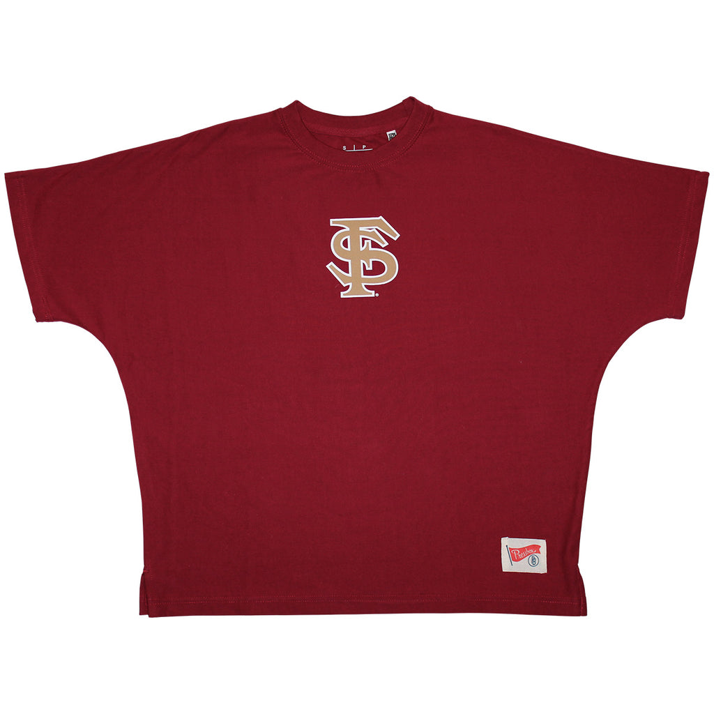 Pressbox Women's Interlocking FS/Florida State Seminoles Short Sleeve Oversized Top - Garnet