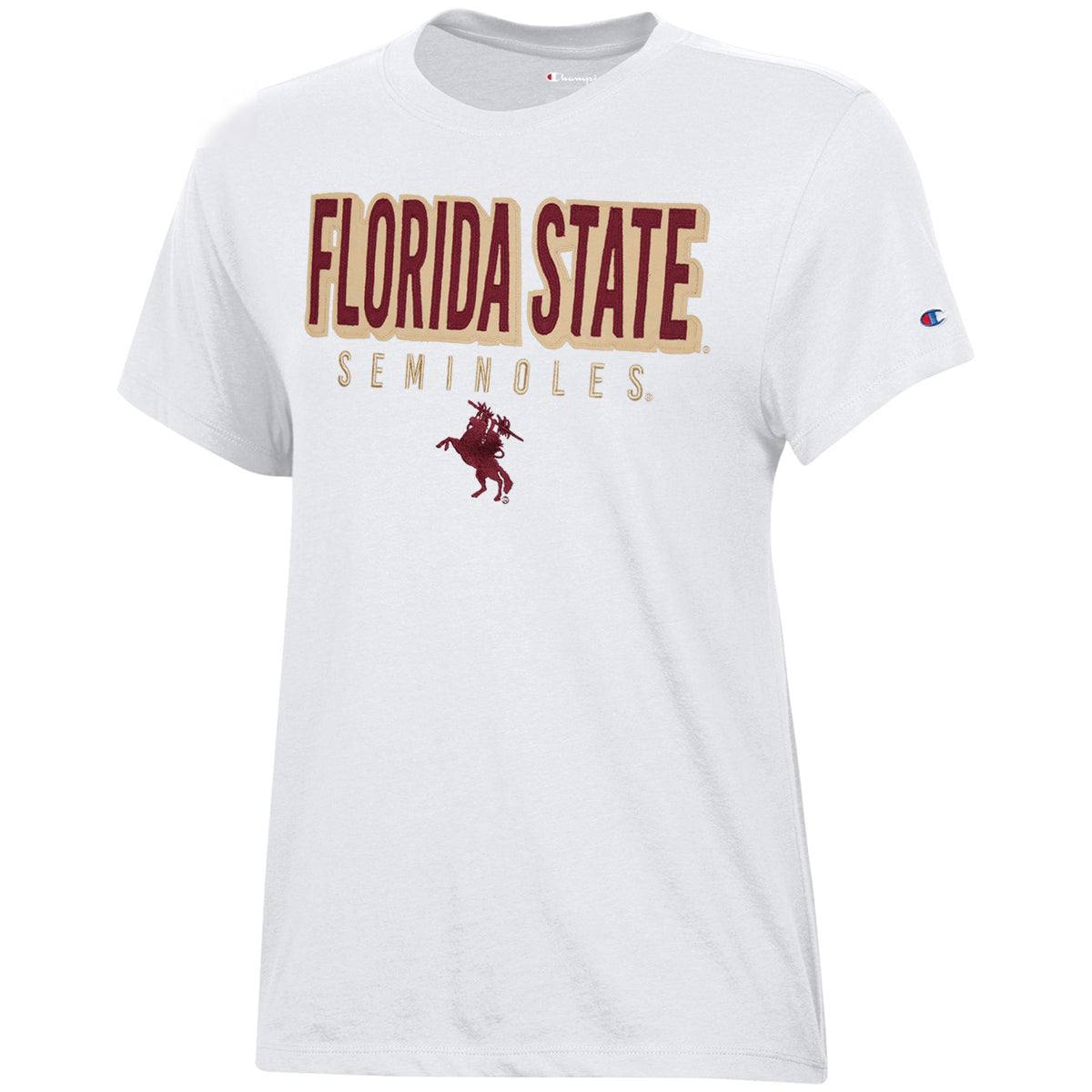 Champion Women's Florida State Seminoles/Unconquered Silhouette Short Sleeve T-shirt - White