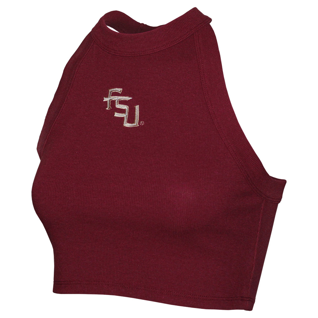 ZooZatz's Women's Stackied FSU Rib Crop Tank - Garnet