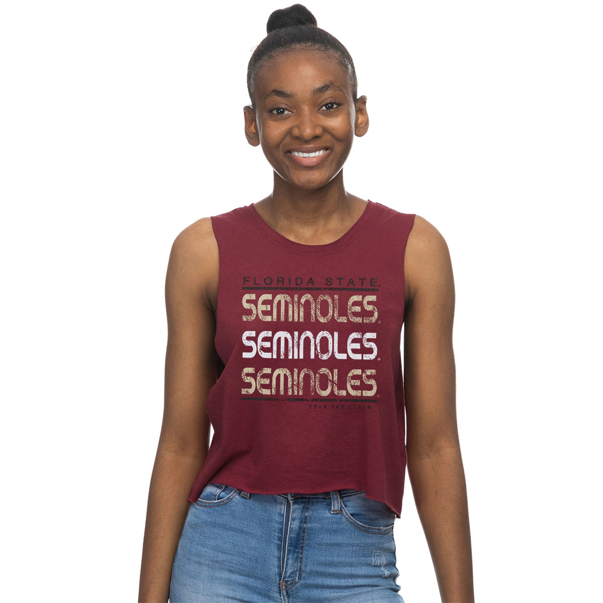ZooZatz's Women's Florida State Seminoles Fear the Spear Design Crop Tank - Garnet