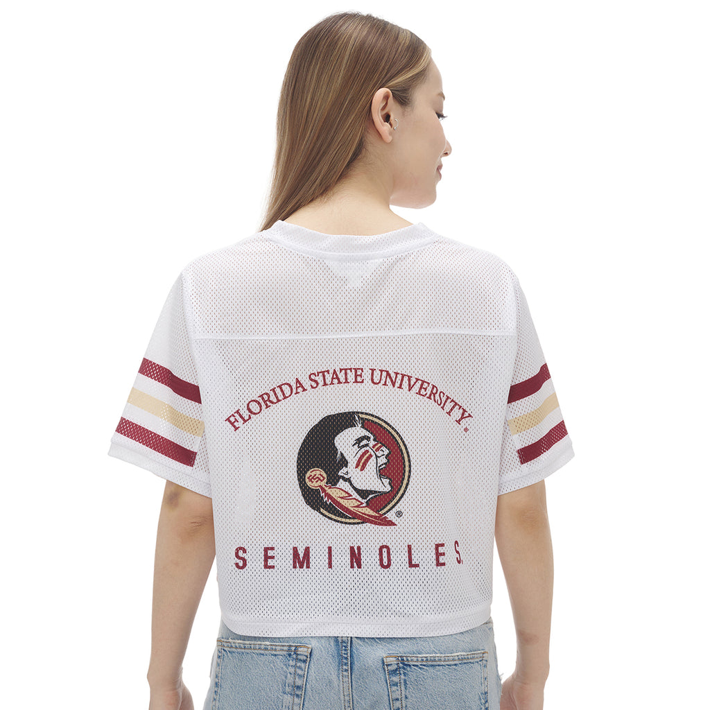ZooZatz Women's Florida State Seminoles Crop V-neck Jersey - White