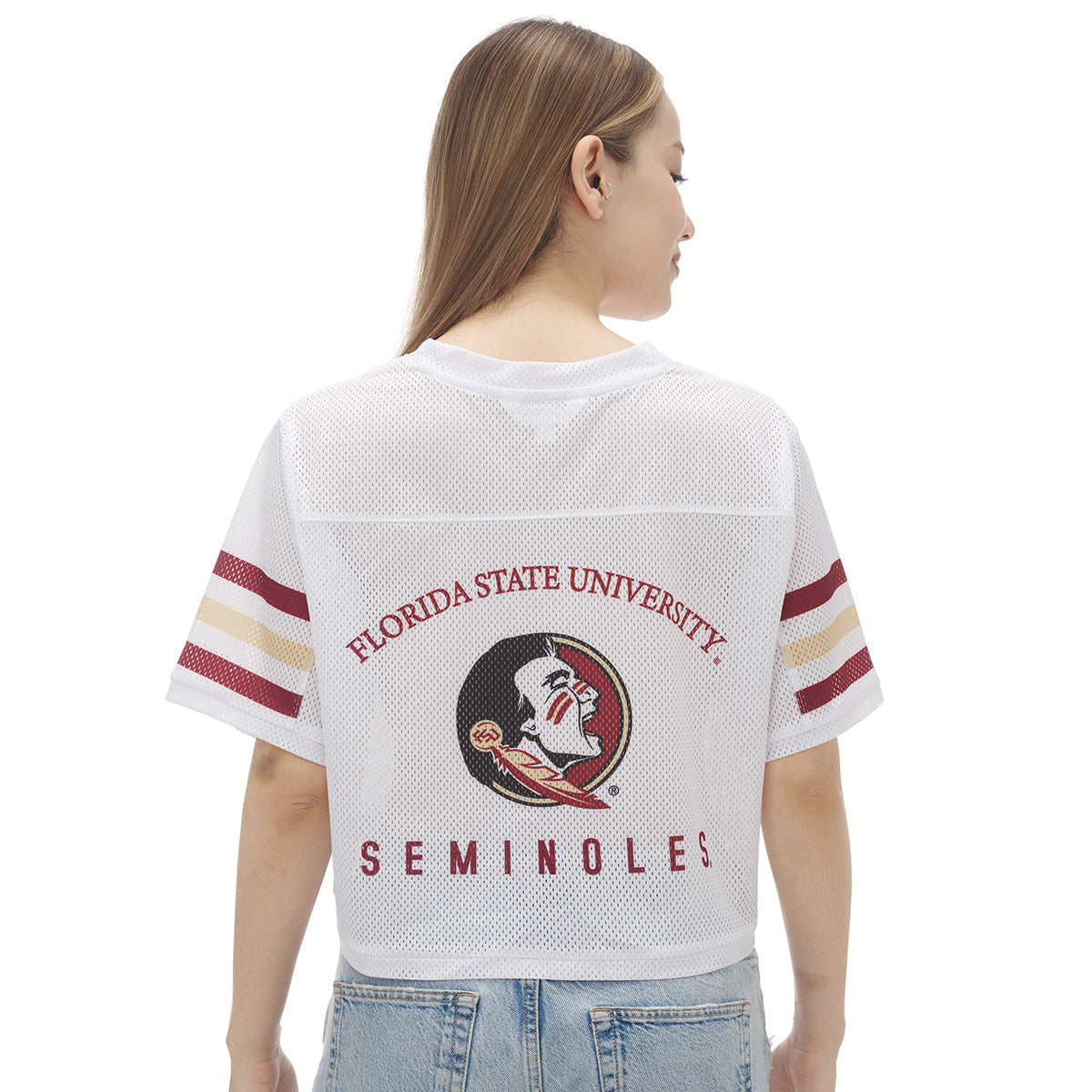 ZooZatz Women's Florida State Seminoles Crop V-neck Jersey - White
