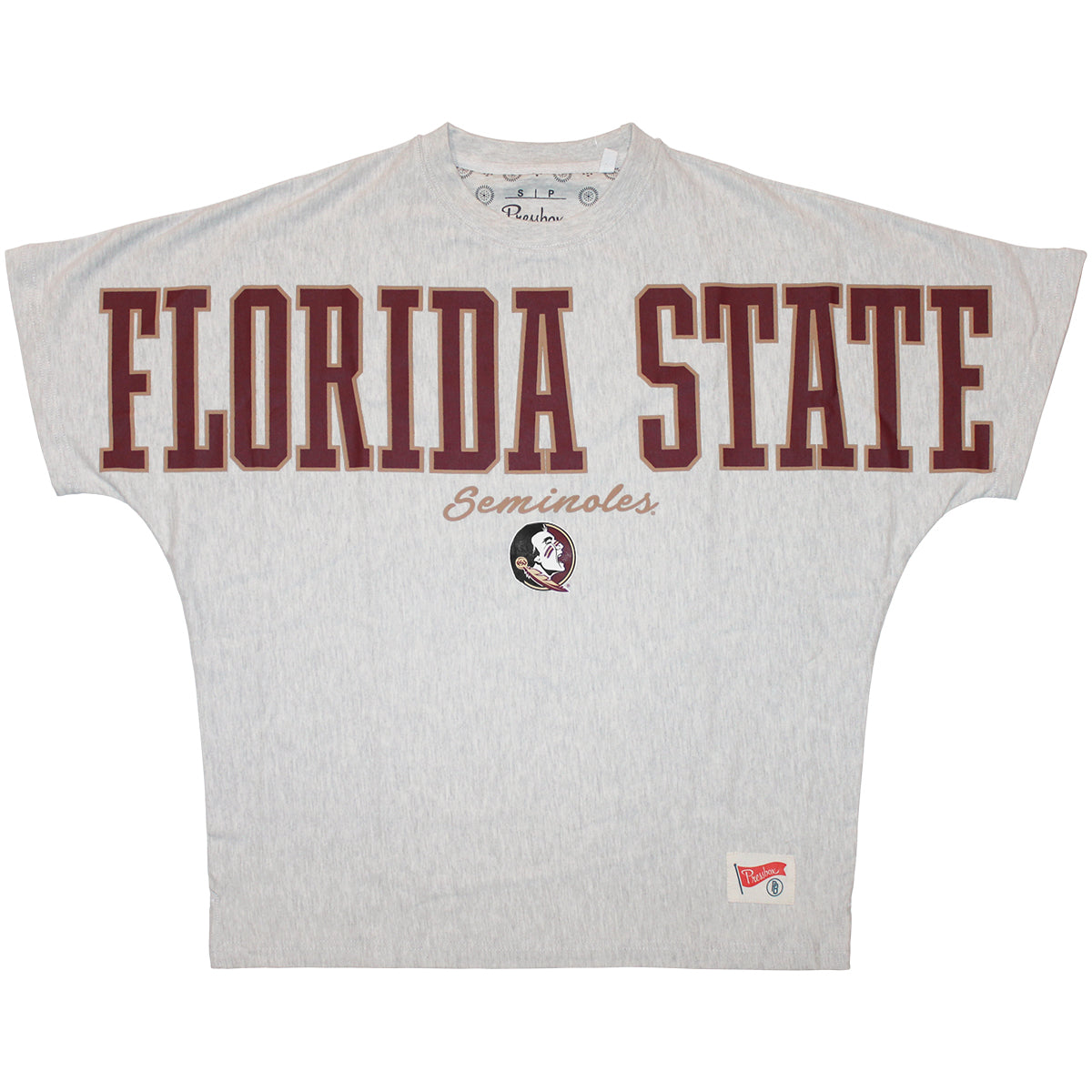 Pressbox Women's Florida State Seminoles/Seminole Logo Short Sleeve Oversized Top - Oatmeal