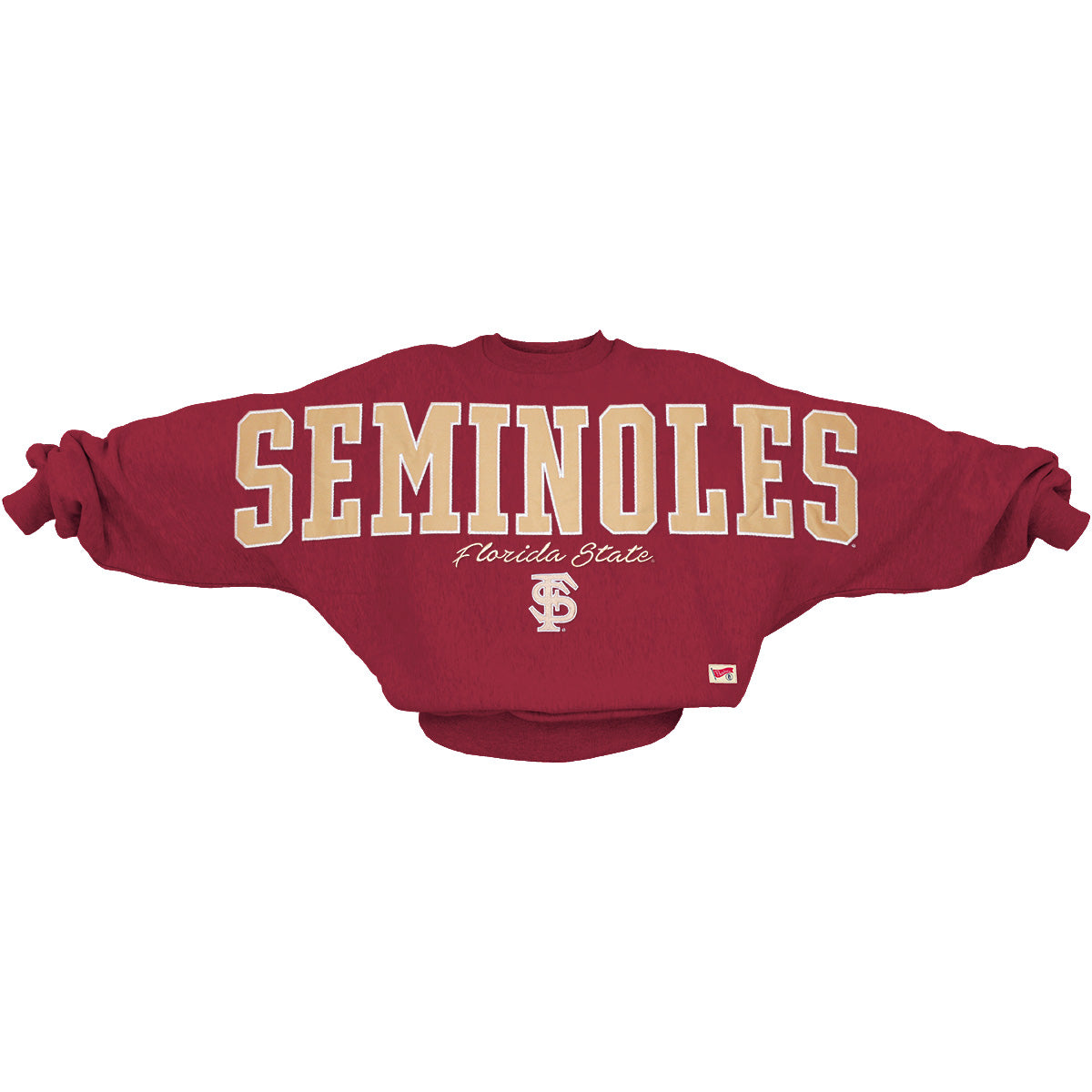 Pressbox Women's Seminoles Florida State/Interlocking FS Design Dolman Style Oversized Crew Fleece - Garnet
