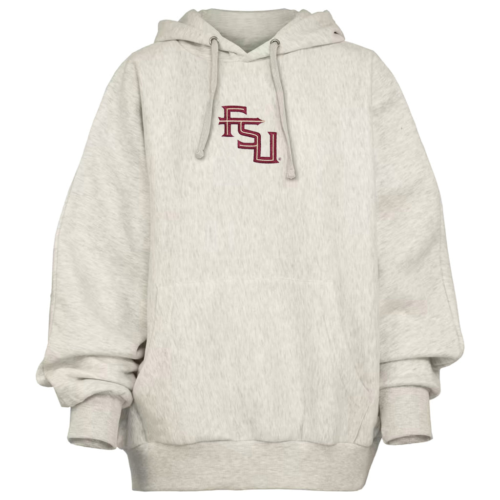 Pressbox Women's Stacked FSU/Florida State Seminoles Design Dolman Style Oversized Hooded Fleece - Ash