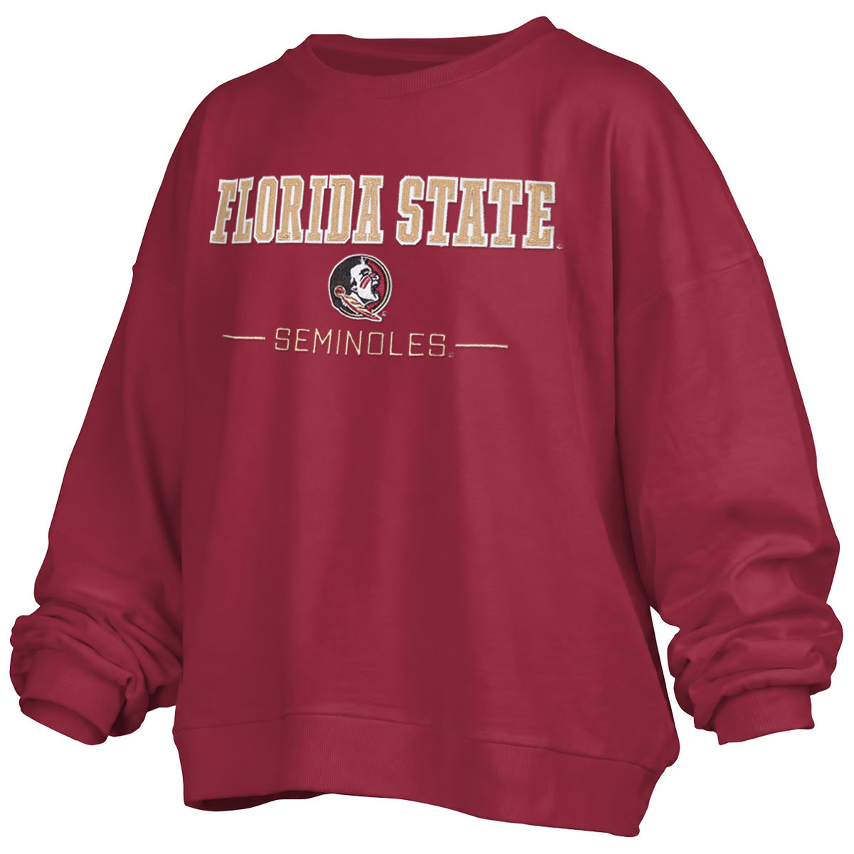 Pressbox Women's Florida State Seminoles/Seminole Logo Oversized Crew Fleece - Garnet