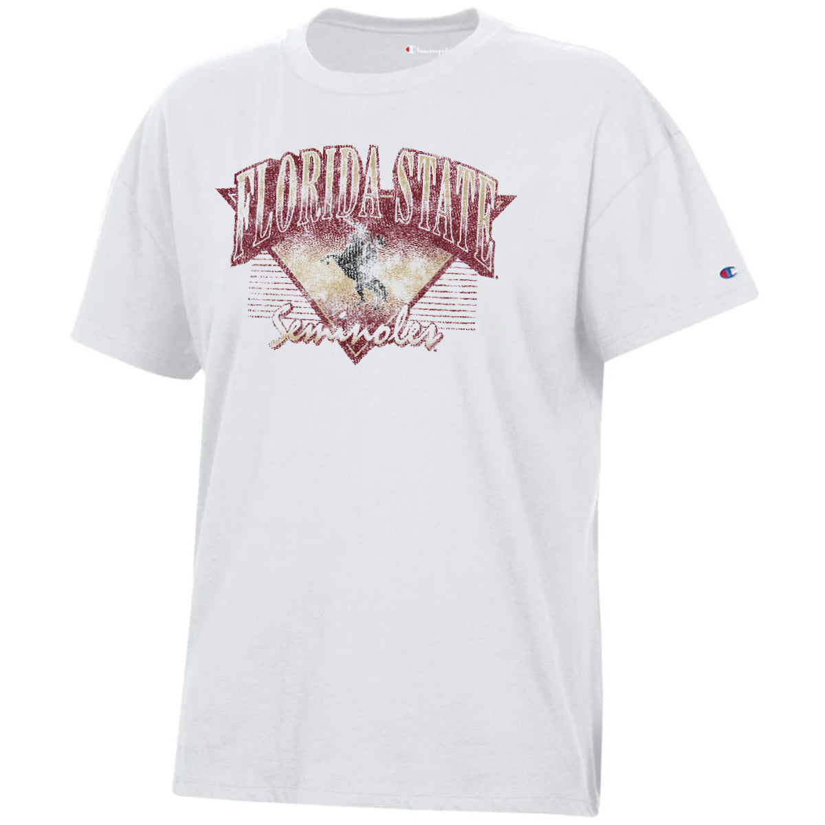 Champion Women's Florida State Seminoles Unconquered Silhouette Design Oversized Short Sleeve T-shirt - White