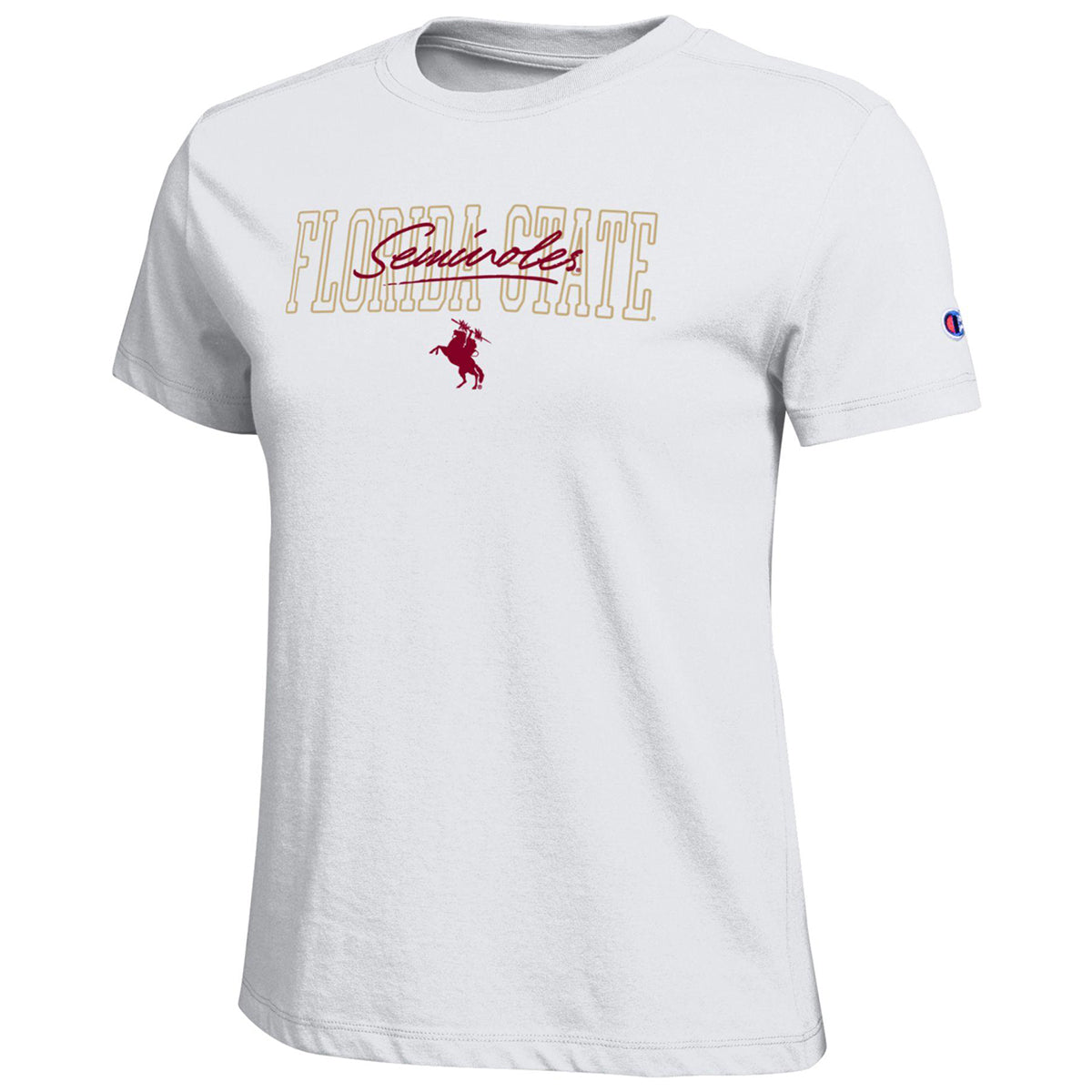 Champion Women's Florida State Seminoles Unconquered Silhouette Short Sleeve T-shirt - White