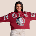 Stewart Simmons Women's Noles/Seminole Logo Holographic Design Crewneck Sweater - Garnet
