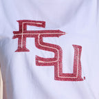 Stewart Simmons Women's Beaded Stacked FSU Classic Fit Short Sleeve Top - White