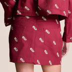Stewart Simmons Women's Stacked FSU All Over Design Denim Mini Skirt - Garnet