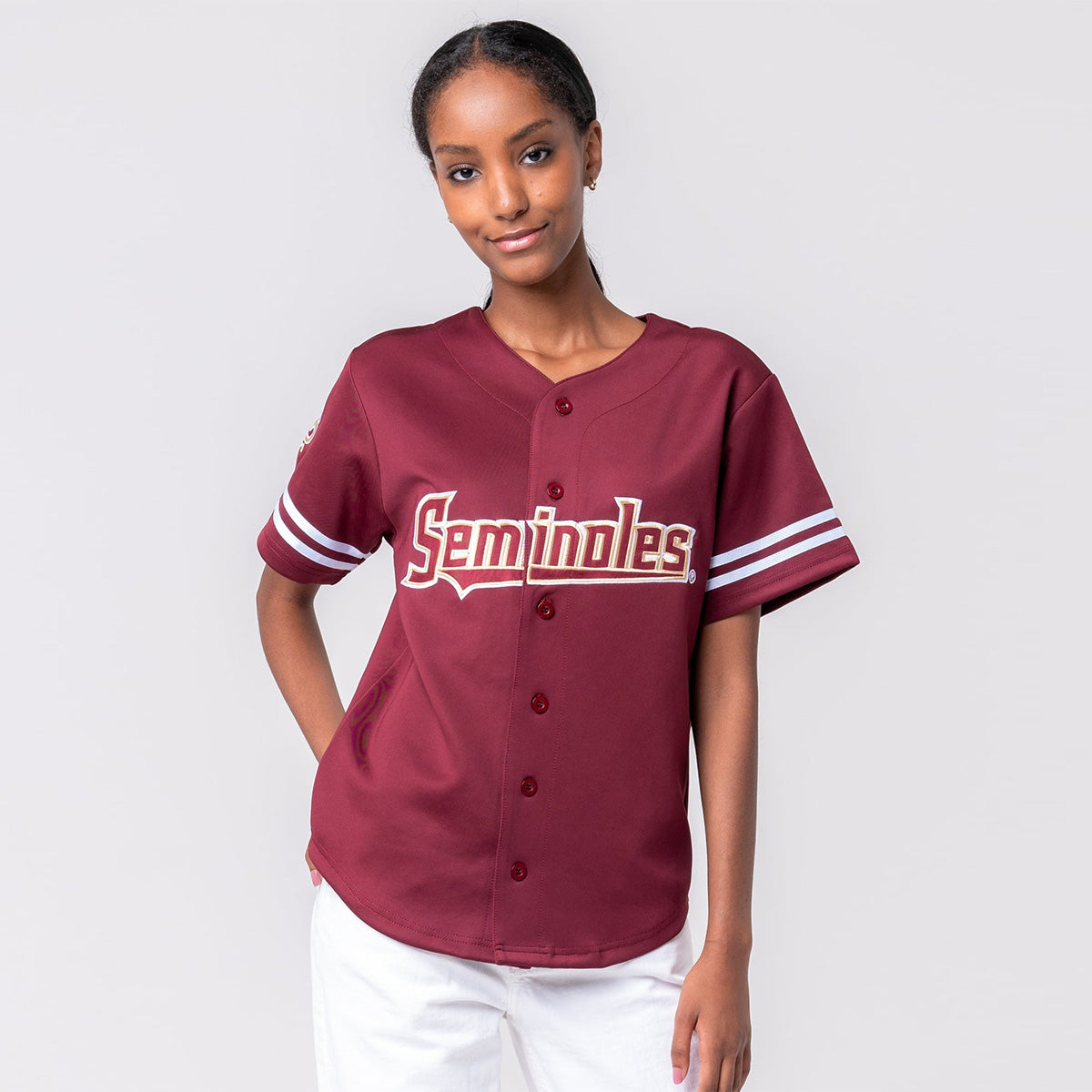 Established & Co. Women's Seminoles Full-Length Baseball Jersey - Garnet