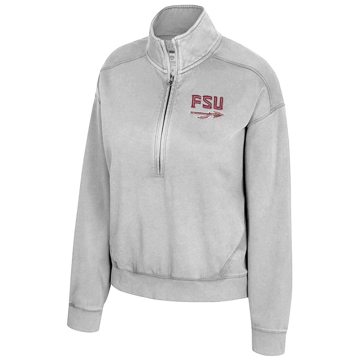 Colosseum Women's FSU Spear 1/4 Zip Velour Sweater - Grey
