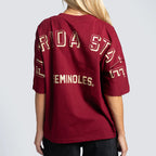 Hype & Vice Women's Arrowhead #1/Florida State Short Sleeve Oversized Football T-shirt - Garnet