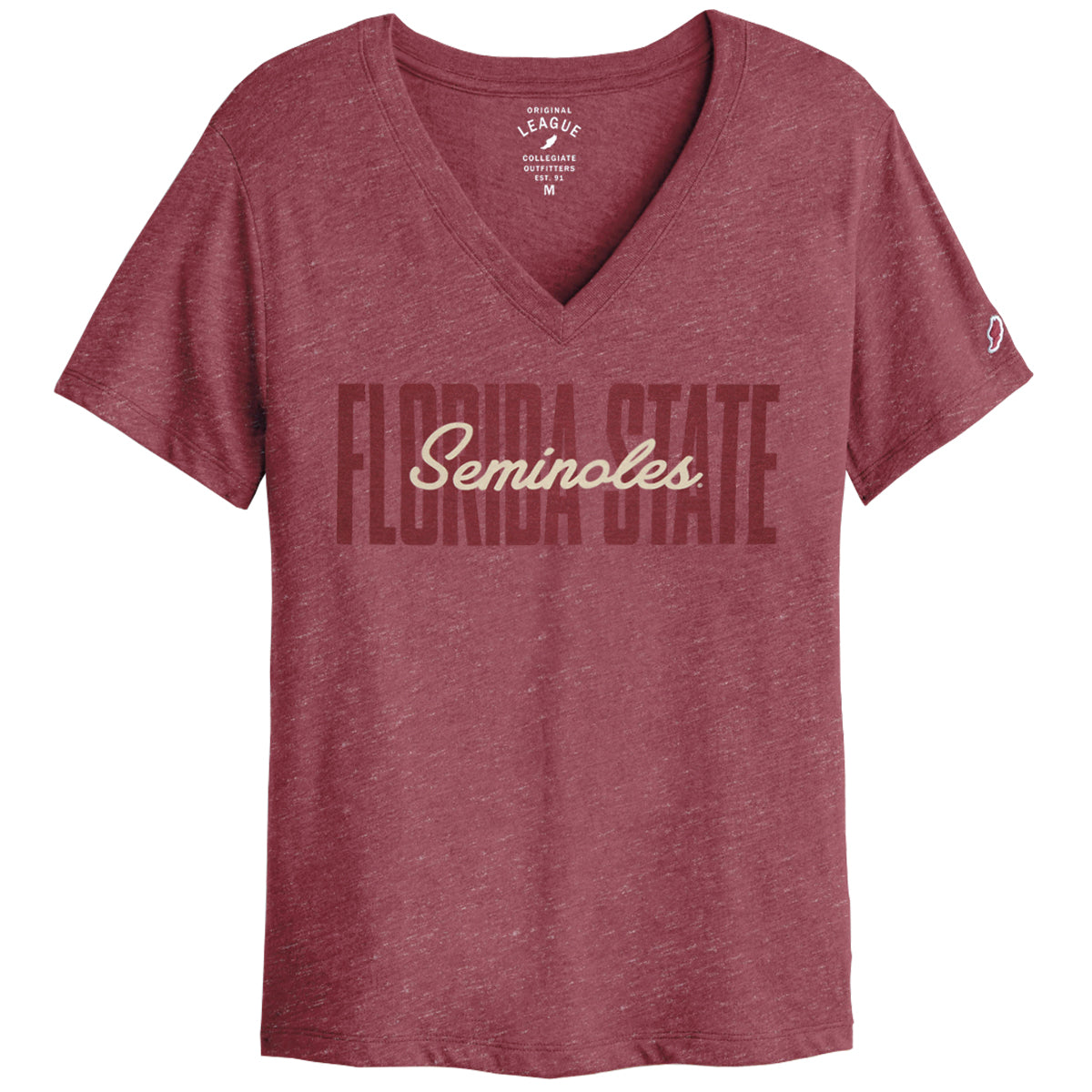 League Women's Florida State Seminoles Short Sleeve Tri-blend V-neck T-shirt - Heathered Garnet