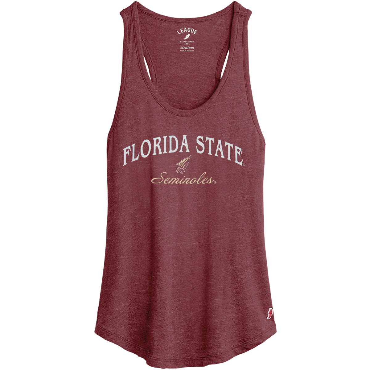 League Women's Florida State Seminoles Arrowhead Design Tri-blend Tank - Heathered Garnet
