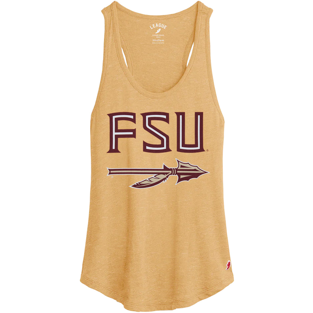 League Women's FSU Spear Tri-blend Tank - Heathered Gold