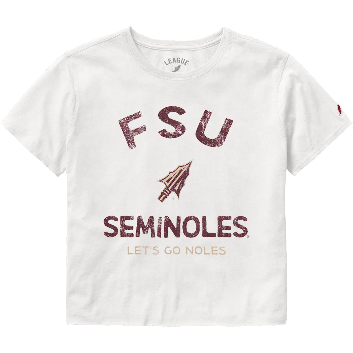 League Women's FSU Seminoles Arrowhead Design Short Sleeve Crop T-shirt - White