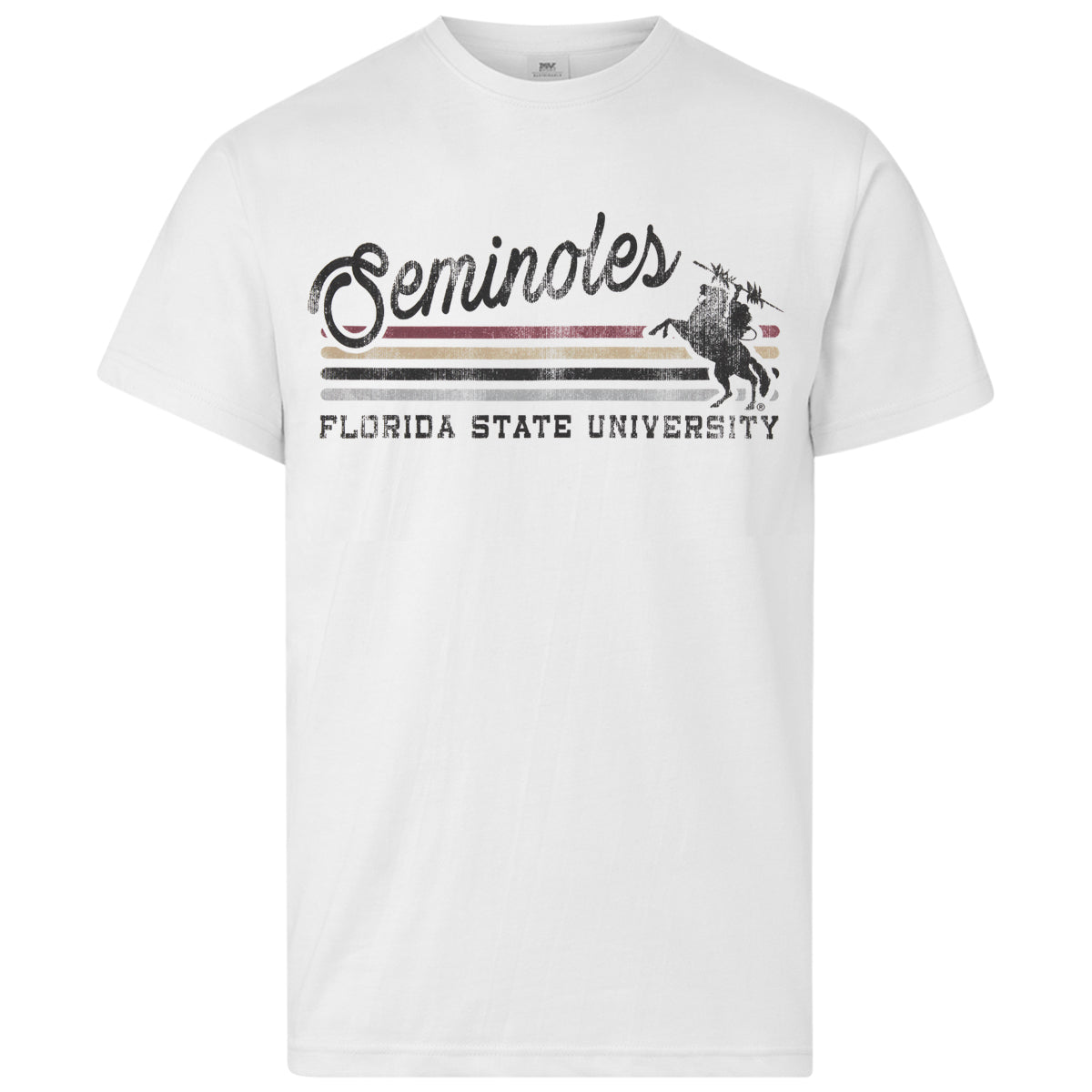 MV Unisex Seminoles/Florida State University Unconquered Silhouette Design Short Sleeve T-shirt - White