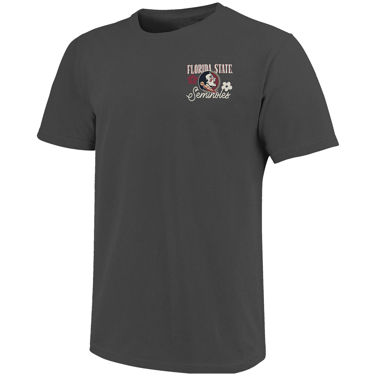 Image One Comfort Colors Florida State Seminoles/Seminole Logo Flower Design Short Sleeve T-shirt - Pepper
