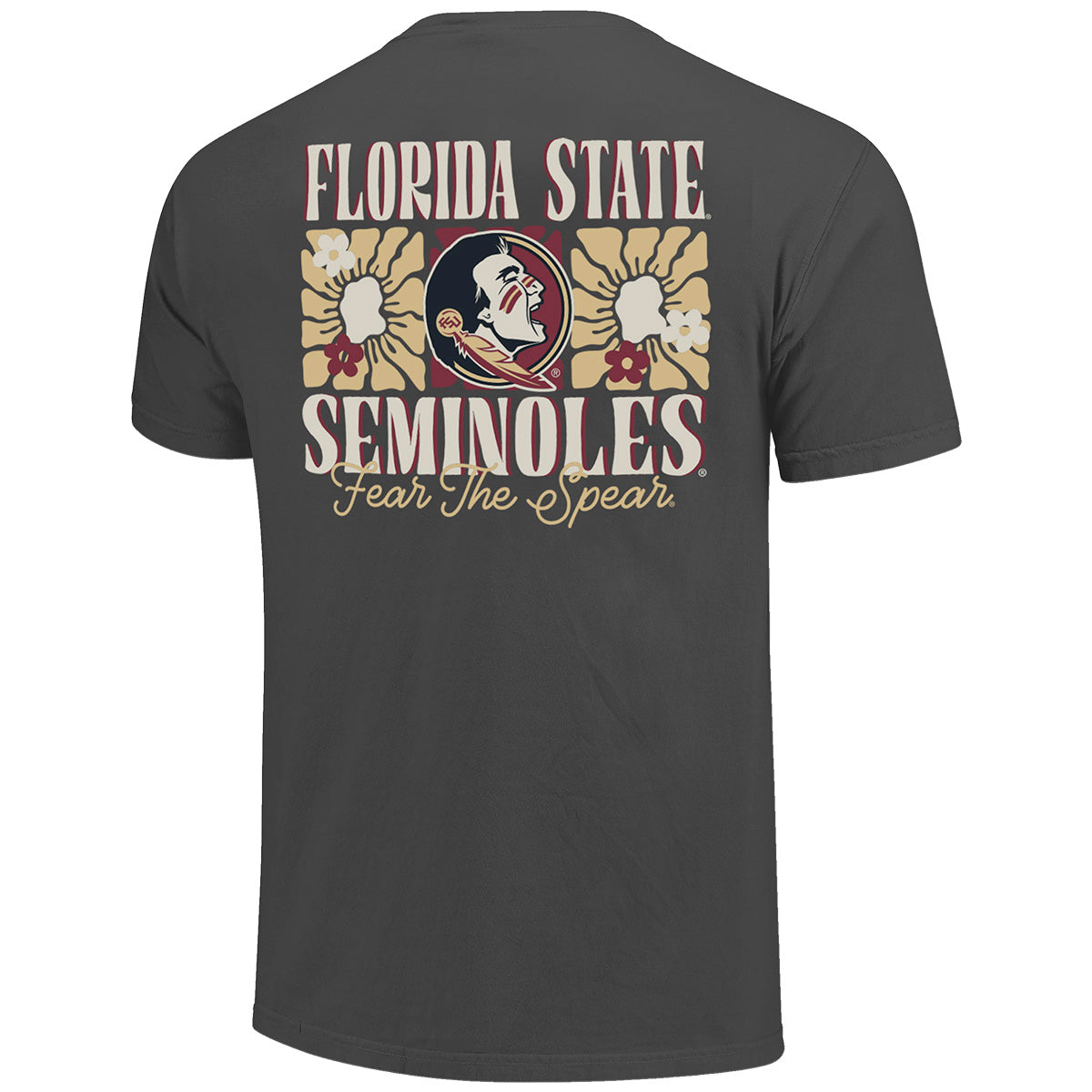Image One Comfort Colors Florida State Seminoles/Seminole Logo Flower Design Short Sleeve T-shirt - Pepper