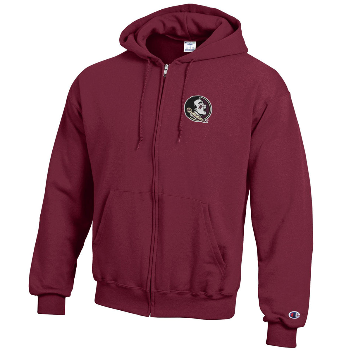 Champion Men's Seminole Logo Full-Zip Powerblend Hood - Garnet