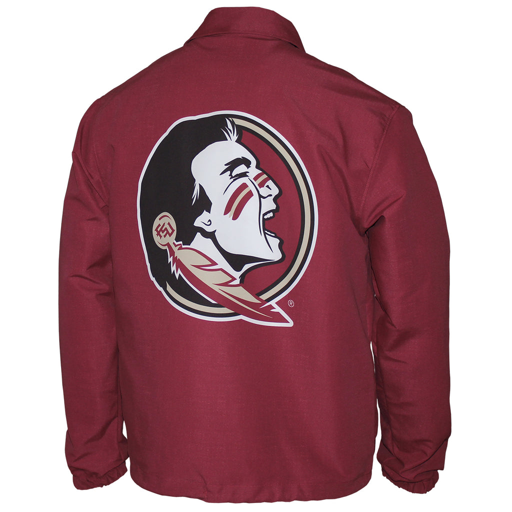 League Men's Florida State Seminoles/Seminole Logo Icon Coach's Jacket - Garnet