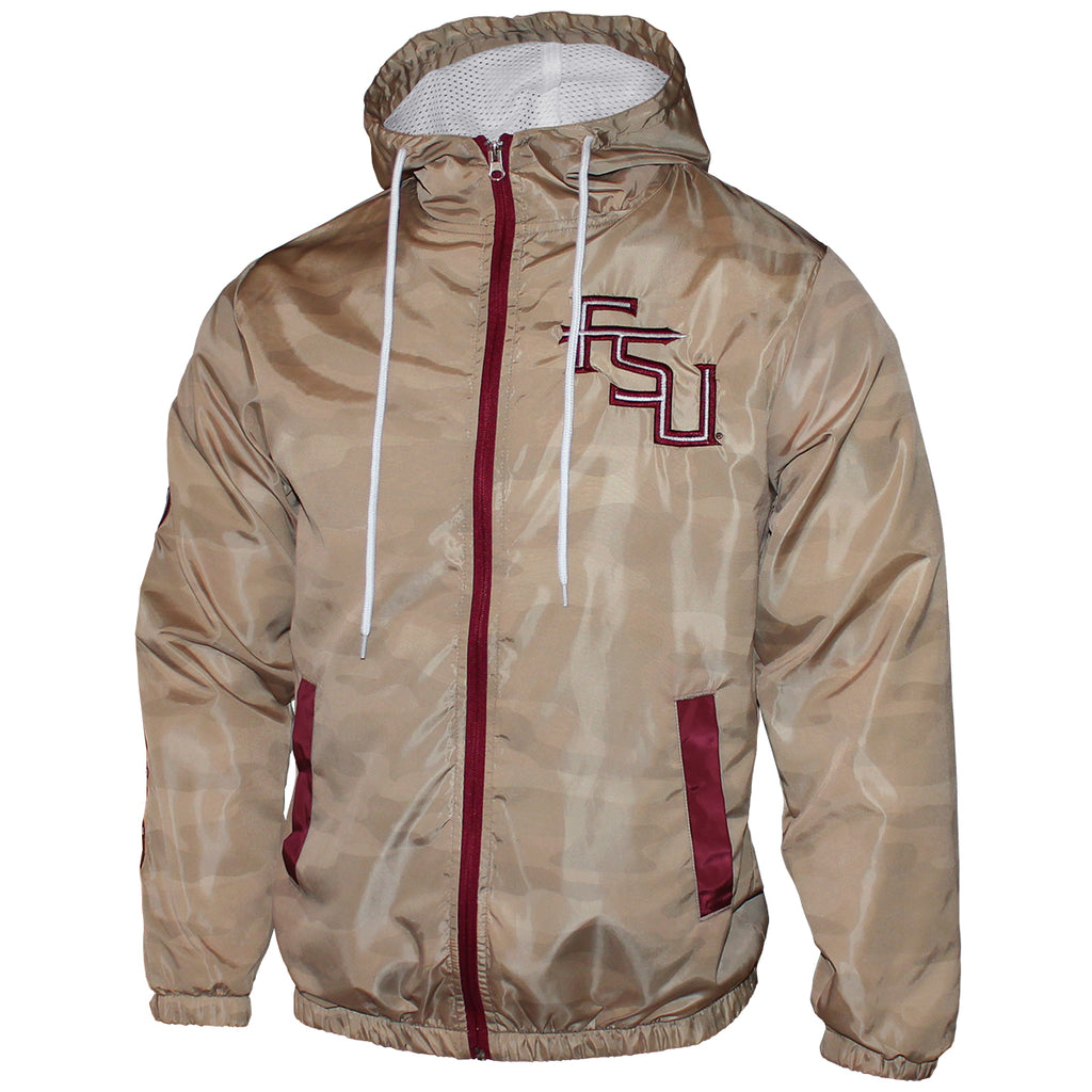 Something Inked Men's Stacked FSU/Seminole Logo Full-Zip Hooded Lightweight Jacket - Gold