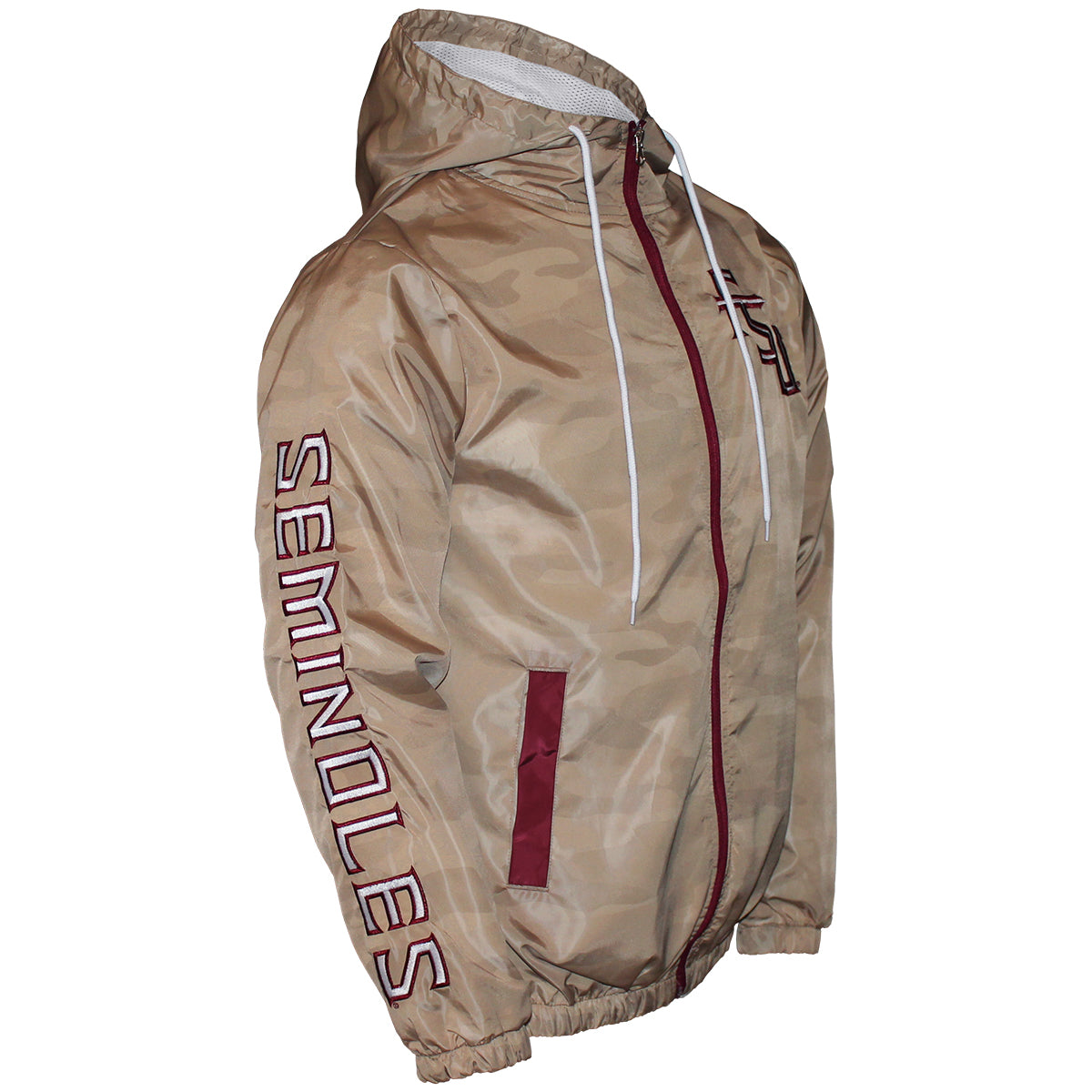 Something Inked Men's Stacked FSU/Seminole Logo Full-Zip Hooded Lightweight Jacket - Gold