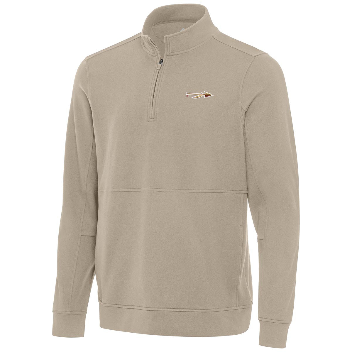 Antigua Men's Spear Logo 1/4 Zip Microfleece Pullover - Taupe