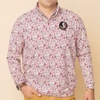 Warner Safari Men's Seminole Logo All Over Design 1/4 Zip Pullover - White