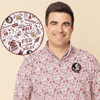 Warner Safari Men's Seminole Logo All Over Design 1/4 Zip Pullover - White