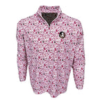 Warner Safari Men's Seminole Logo All Over Design 1/4 Zip Pullover - White