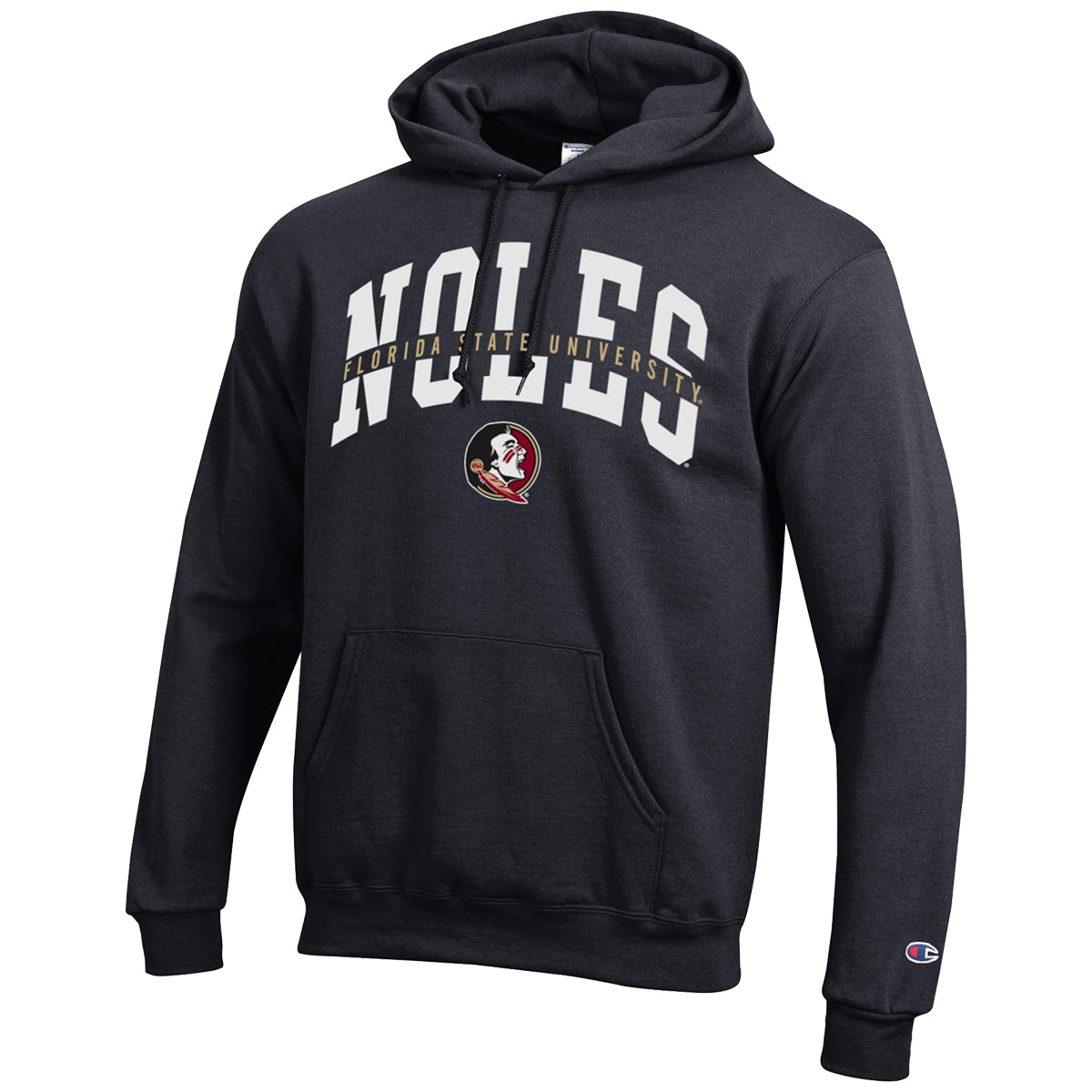 Champion Men's Noles/Florida State University/Seminole Logo Design Powerblend Hood - Black