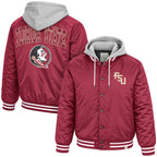 Colosseum Men's Stacked FSU Hooded Puffer Jacket - Garnet