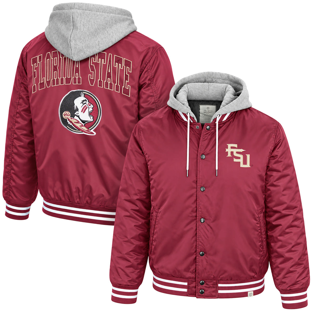 Colosseum Men's Stacked FSU Hooded Puffer Jacket - Garnet