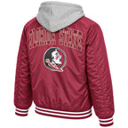 Colosseum Men's Stacked FSU Hooded Puffer Jacket - Garnet