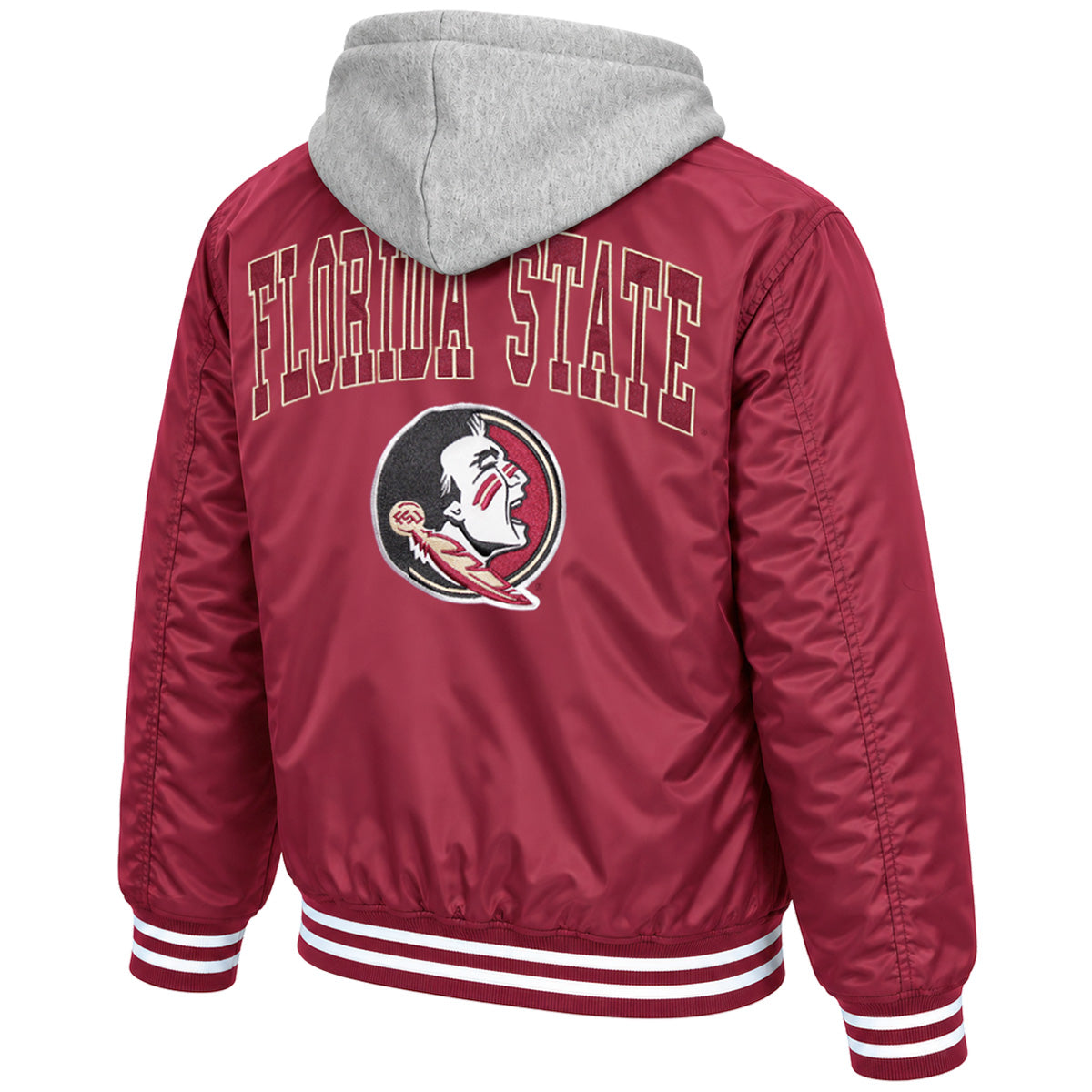 Colosseum Men's Stacked FSU Hooded Puffer Jacket - Garnet