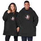 Northwest Seminole Logo Silk Touch Hooded Sherpa Throw - Black