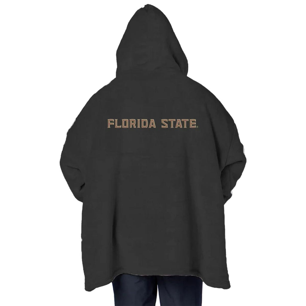 Northwest Seminole Logo Silk Touch Hooded Sherpa Throw - Black