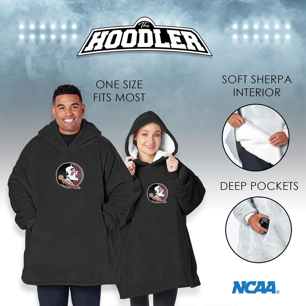 Northwest Seminole Logo Silk Touch Hooded Sherpa Throw - Black