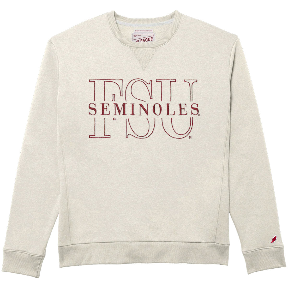 League Men's FSU Seminoles Sueded Fleece Crew - Oatmeal