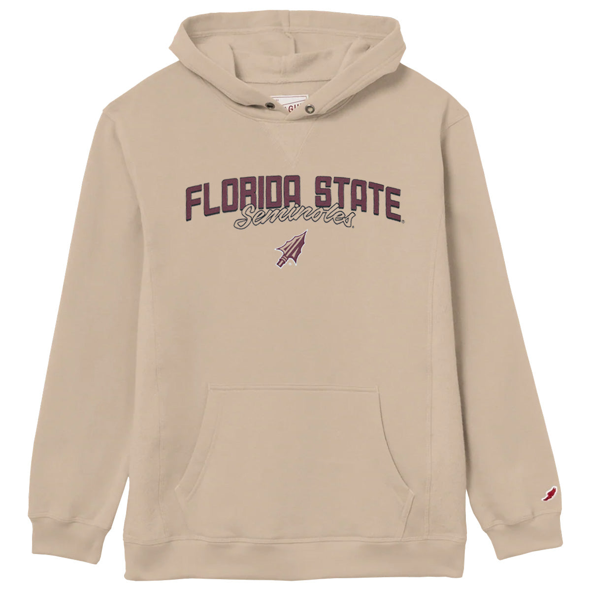 League Men's Florida State Seminoles Arrowhead Design Reverse Fleece Hood - Beige