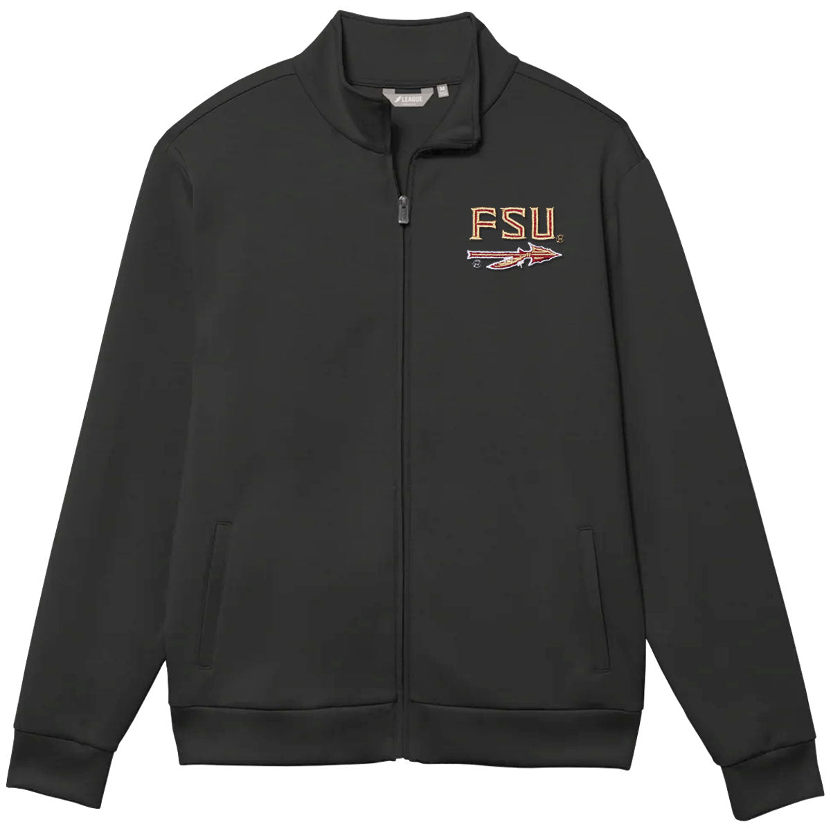 League Men's FSU Spear Full Zip Scuba Knit Fleece - Black