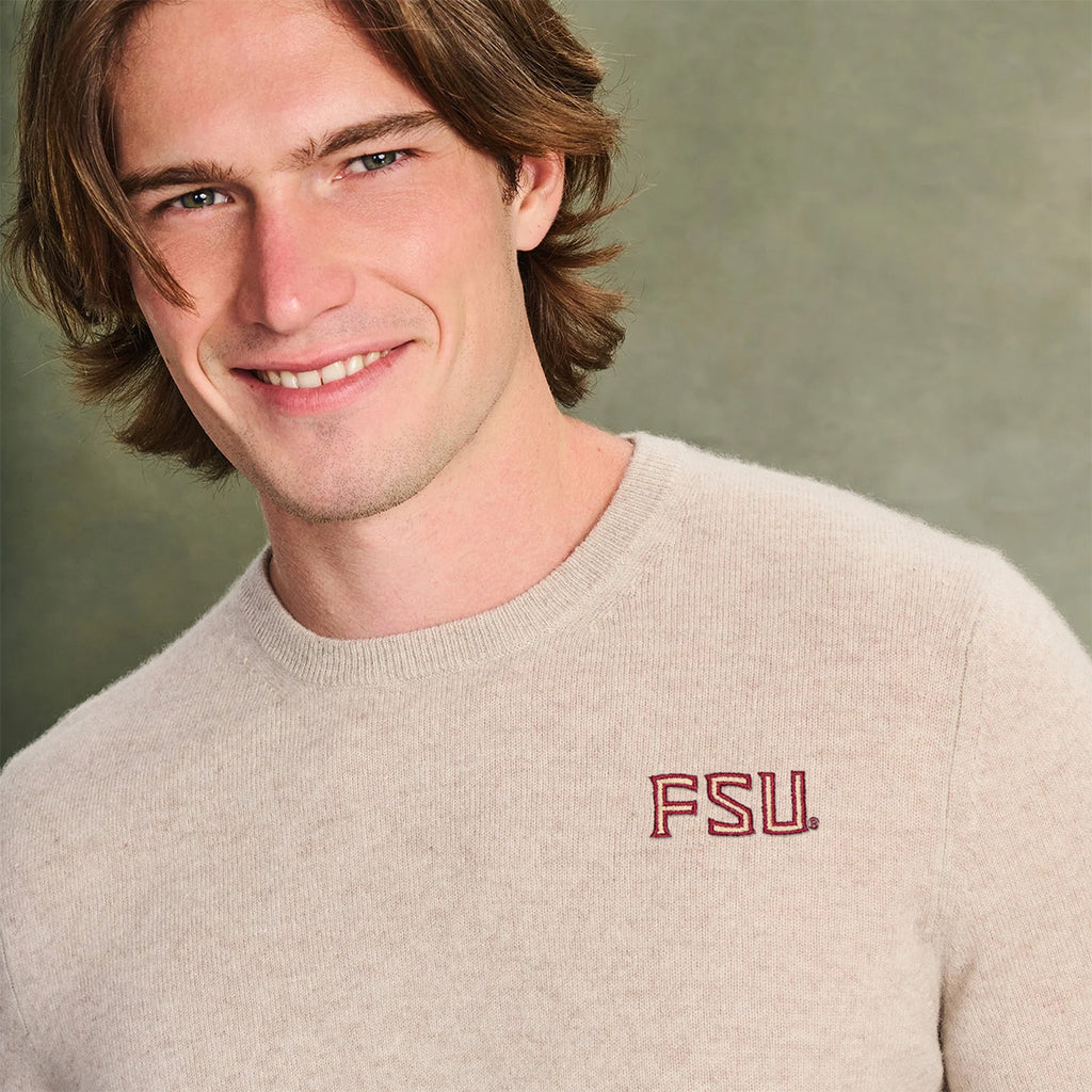 College Cashmere Men's FSU Cashmere Sweater - Oatmeal