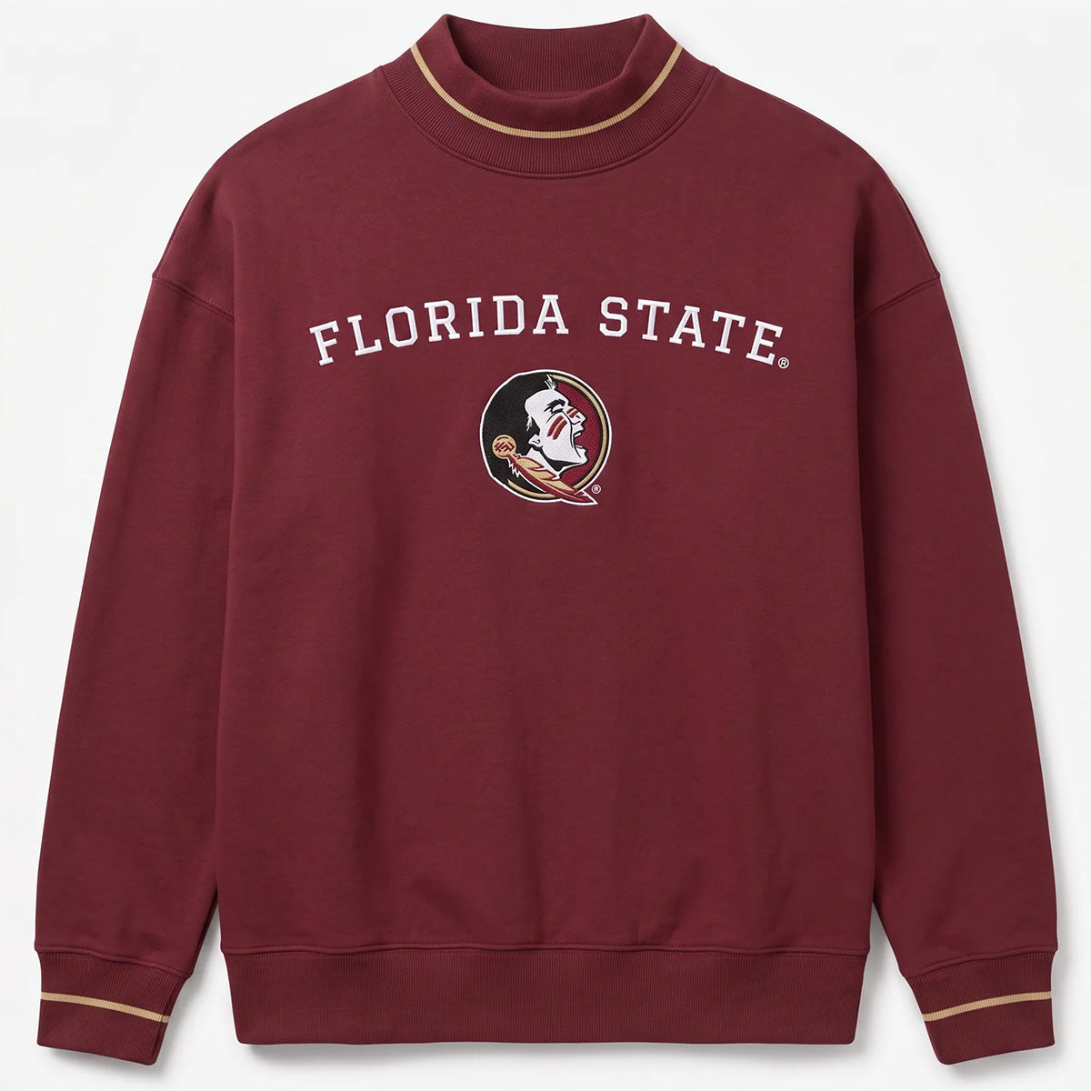 College Traditions Men's Florida State/Seminole Logo Mockneck Crew - Garnet